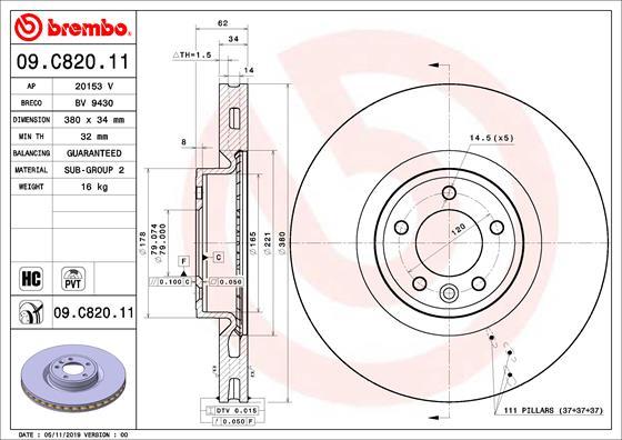 Brembo 09.C820.11 — Tarcza hamulcowa