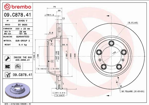 Brembo 09.C878.41 — Tarcza hamulcowa