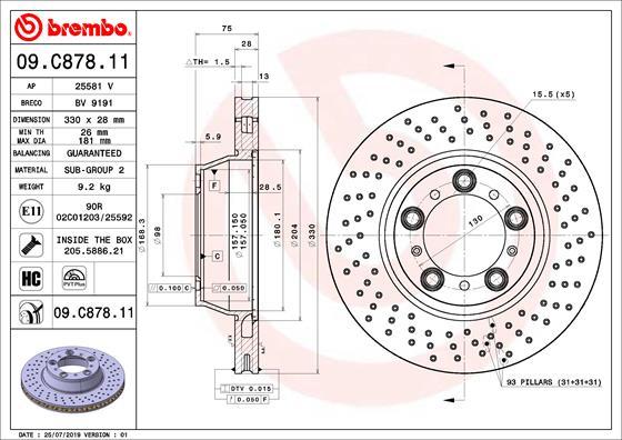 Brembo 09.C878.11 — Tarcza hamulcowa