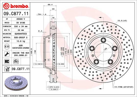 Brembo 09.C877.11 — Tarcza hamulcowa