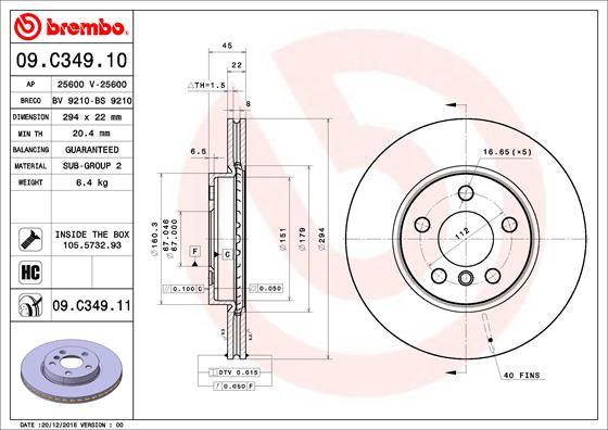 Brembo 09.C349.11 — Tarcza hamulcowa