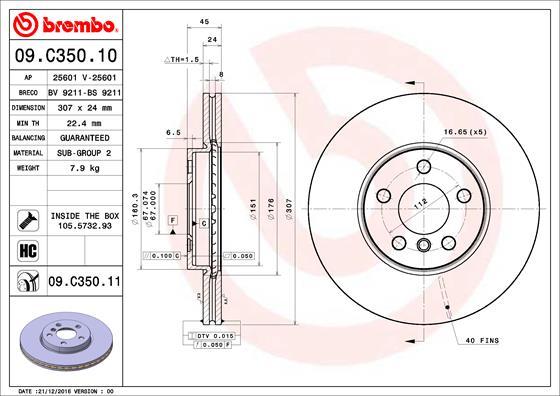 Brembo 09.C350.11 — Tarcza hamulcowa