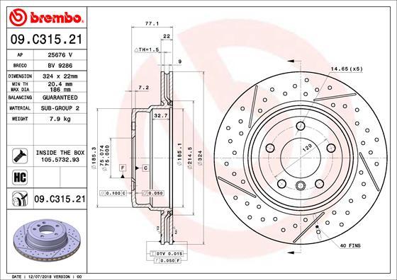 Brembo 09.C315.21 — Tarcza hamulcowa