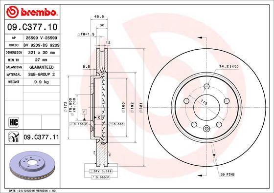 Brembo 09.C377.11 — Tarcza hamulcowa