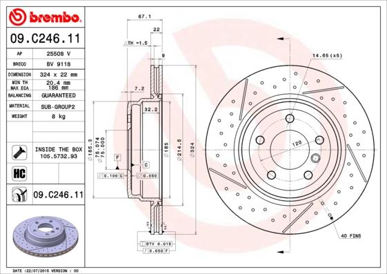 Brembo 09.C246.11 — Tarcza hamulcowa