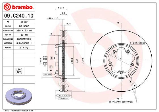 Brembo 09.C240.10 — Tarcza hamulcowa
