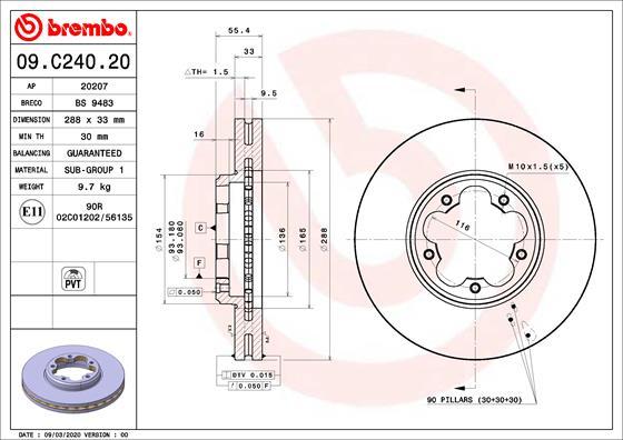 Brembo 09.C240.20 — Tarcza hamulcowa