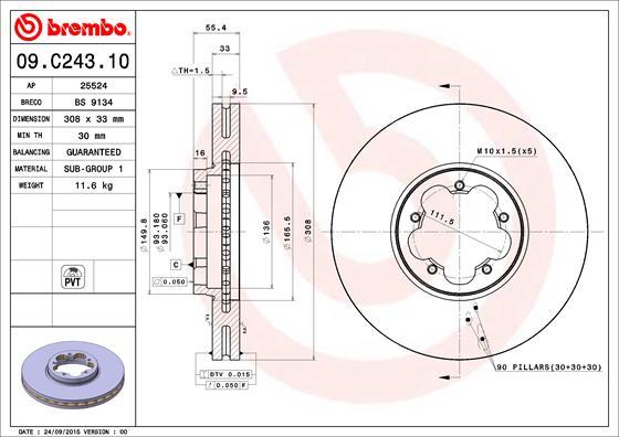 Brembo 09.C243.10 — Tarcza hamulcowa