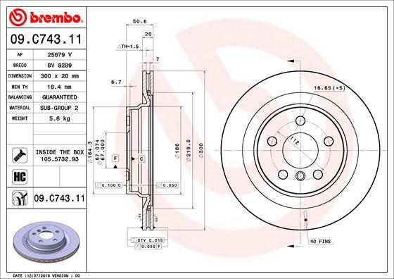 Brembo 09.C743.11 — Tarcza hamulcowa