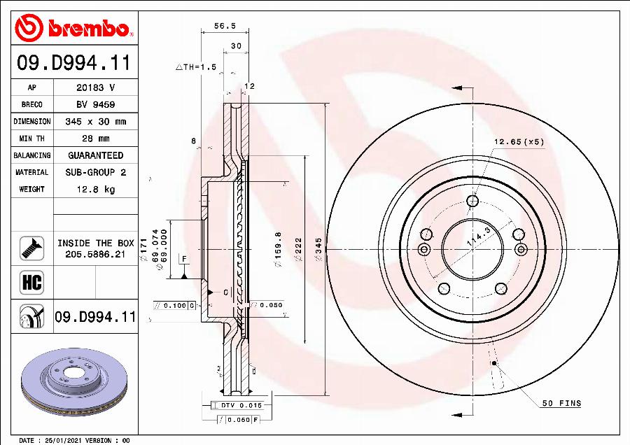 Brembo 09.D994.11 — Tarcza hamulcowa