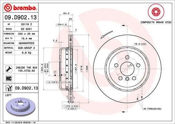 Brembo 09.D902.13 — Tarcza hamulcowa