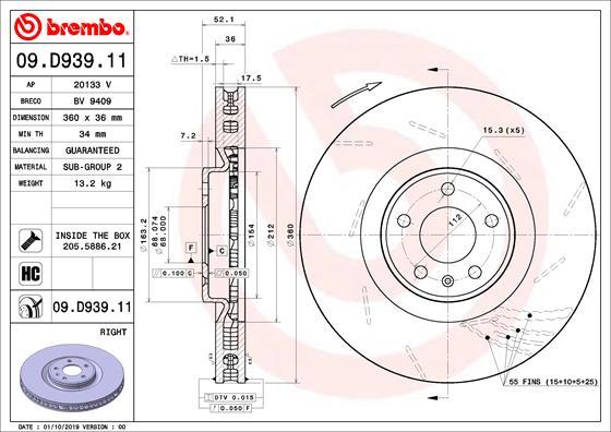 Brembo 09.D939.11 — Tarcza hamulcowa
