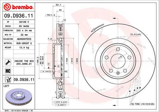 Brembo 09.D936.11 — Tarcza hamulcowa