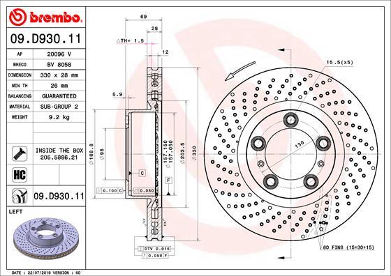 Brembo 09.D930.11 — Tarcza hamulcowa