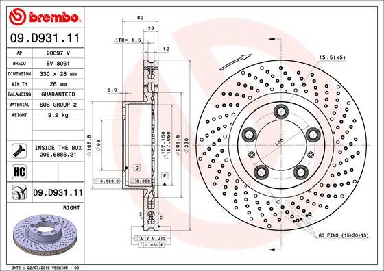 Brembo 09.D931.11 — Tarcza hamulcowa