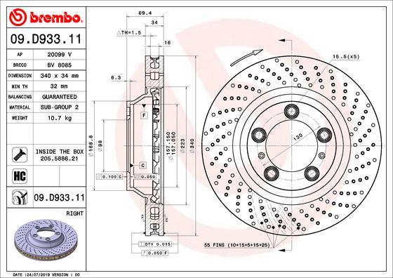 Brembo 09.D933.11 — Tarcza hamulcowa