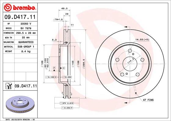Brembo 09.D417.11 — Tarcza hamulcowa