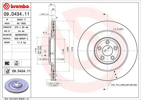Brembo 09.D434.11 — Tarcza hamulcowa