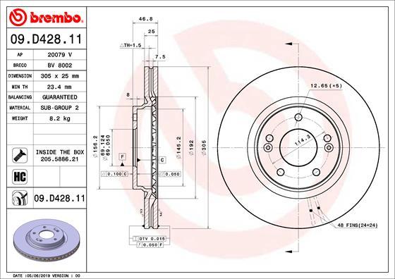 Brembo 09.D428.11 — Tarcza hamulcowa