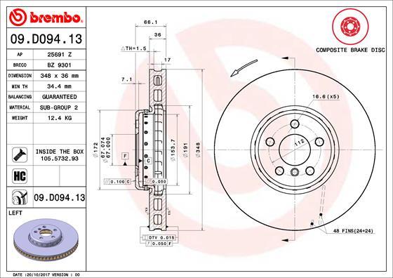 Brembo 09.D094.13 — Tarcza hamulcowa