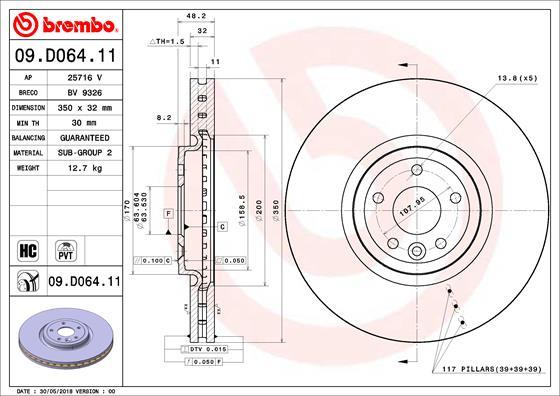 Brembo 09.D064.11 — Tarcza hamulcowa