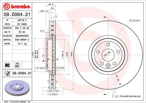 Brembo 09.D064.21 — Tarcza hamulcowa