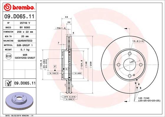 Brembo 09.D065.11 — Tarcza hamulcowa