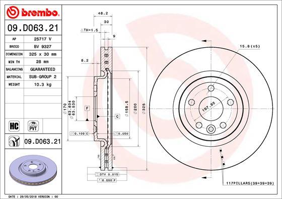 Brembo 09.D063.21 — Tarcza hamulcowa