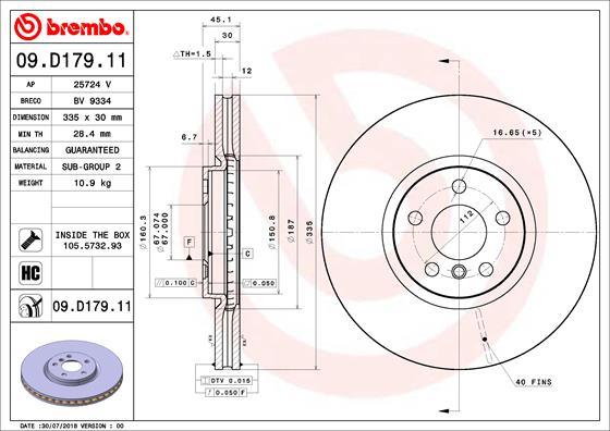 Brembo 09.D179.11 — Tarcza hamulcowa