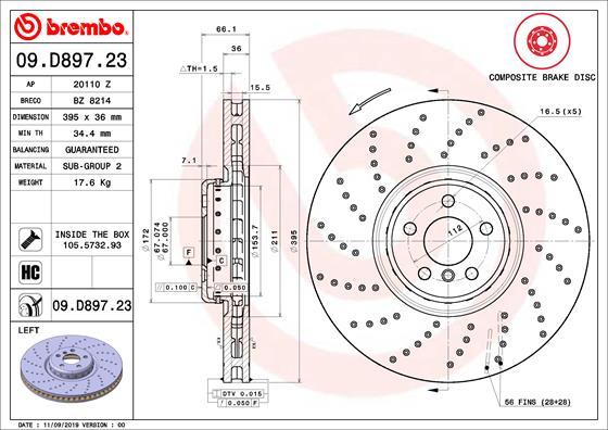 Brembo 09.D897.23 — Tarcza hamulcowa