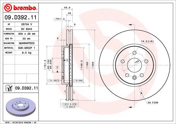 Brembo 09.D392.11 — Tarcza hamulcowa