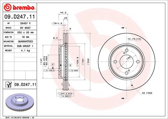 Brembo 09.D247.11 — Tarcza hamulcowa