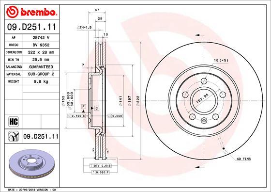 Brembo 09.D251.11 — Tarcza hamulcowa