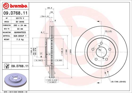 Brembo 09.D768.11 — Tarcza hamulcowa
