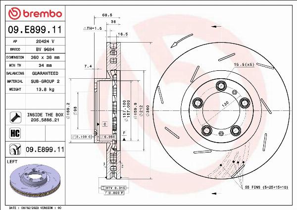 Brembo 09.E899.11 - Tarcza hamulcowa