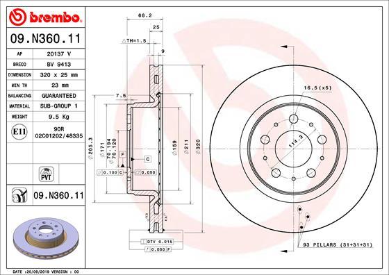 Brembo 09.N360.11 — Tarcza hamulcowa