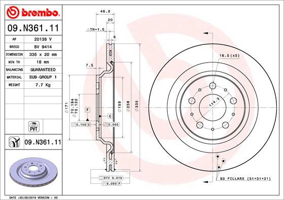 Brembo 09.N361.11 — Tarcza hamulcowa