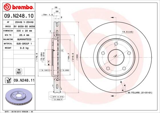 Brembo 09.N248.11 — Tarcza hamulcowa