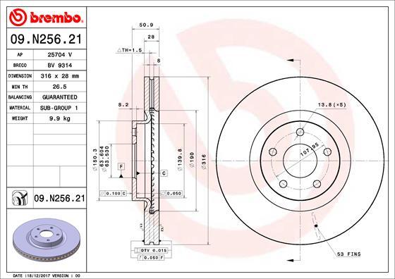 Brembo 09.N256.21 — Tarcza hamulcowa
