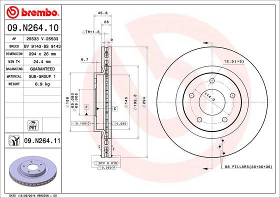 Brembo 09.N264.11 — Tarcza hamulcowa