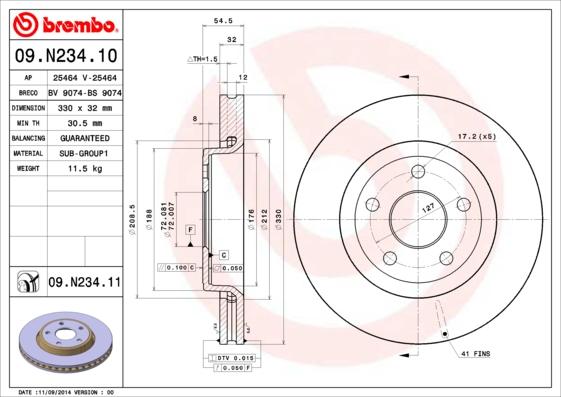 Brembo 09.N234.11 — Tarcza hamulcowa