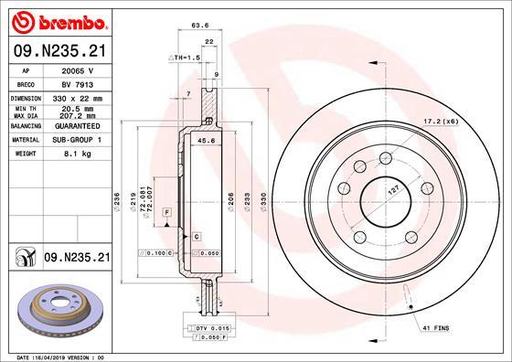 Brembo 09.N235.21 — Tarcza hamulcowa