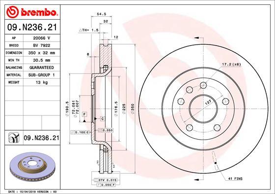 Brembo 09.N236.21 — Tarcza hamulcowa