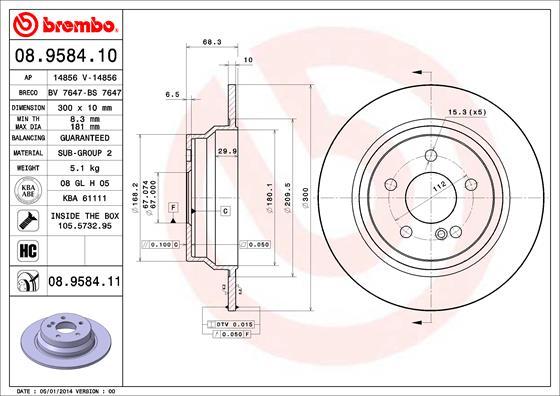 Brembo 08.9584.11 — Tarcza hamulcowa