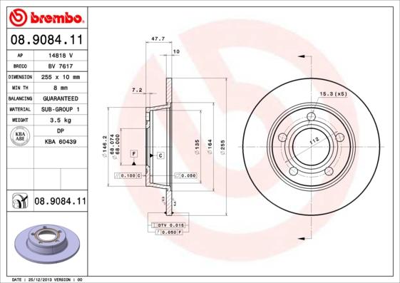 Brembo 08.9084.11 — Tarcza hamulcowa
