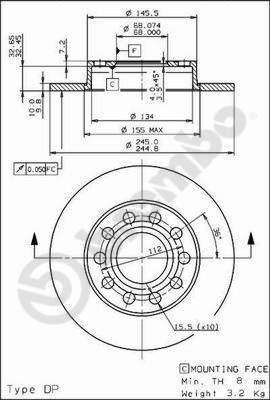 Brembo 08.9136.11 — Tarcza hamulcowa