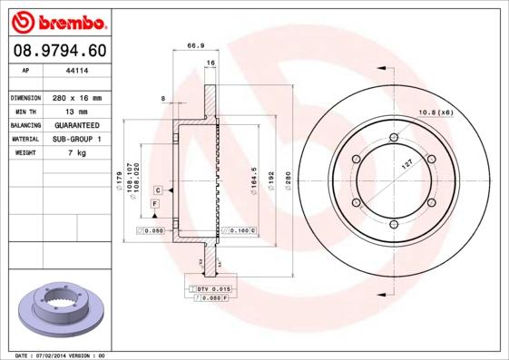 Brembo 08.9794.60 — Tarcza hamulcowa