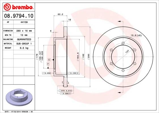 Brembo 08.9794.10 — Tarcza hamulcowa