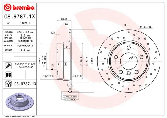 Brembo 08.9787.1X — Tarcza hamulcowa
