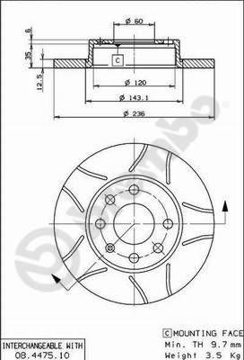 Brembo 08.4475.75 — Tarcza hamulcowa